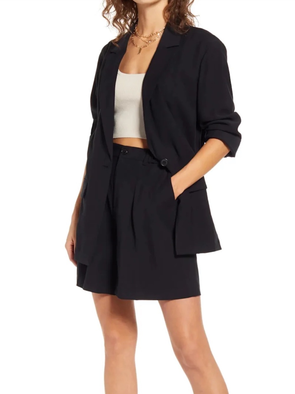 Open Edit Black Unstructured Blazer